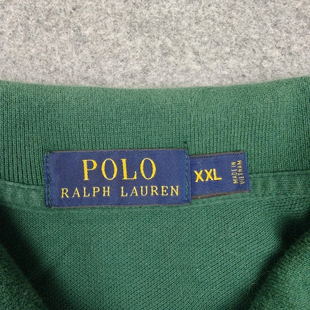 Polo Ralph Lauren Polo Shirt Mens 2XL Green 100% Cotton Long Sleeve Pony Logo